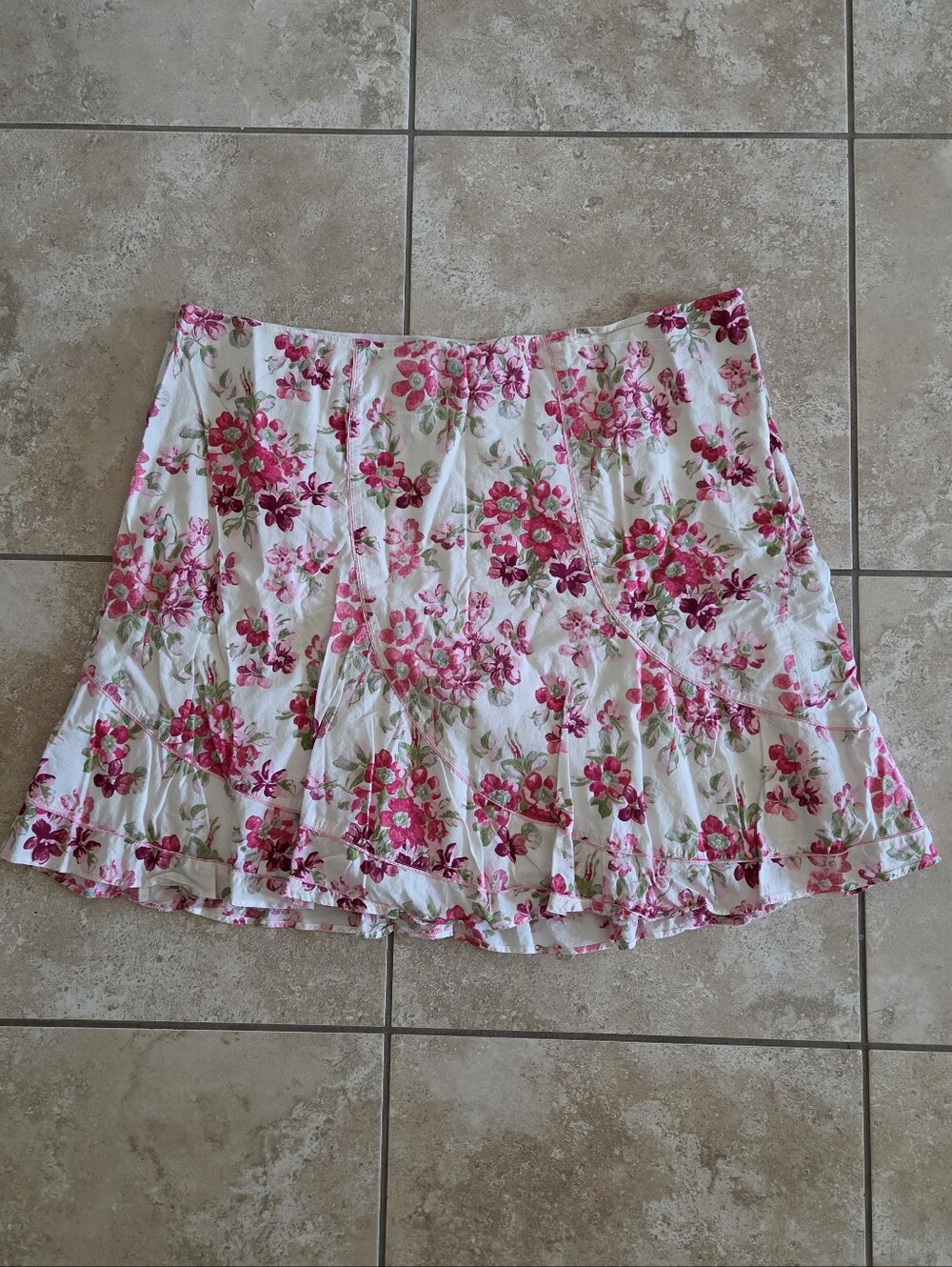 Venezia Plus Size Women's White Pink Floral Skirt